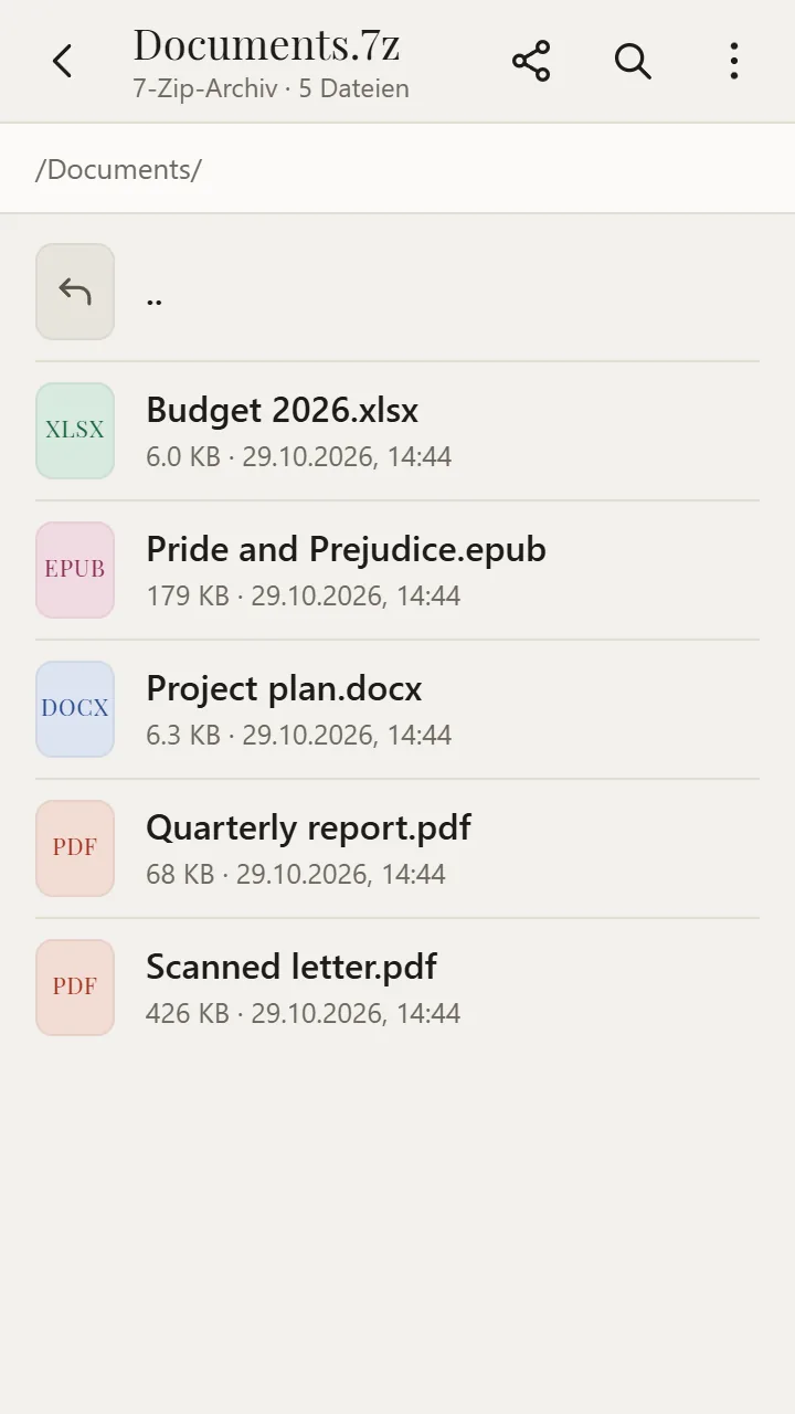 7Z in XanderFiles geöffnet
