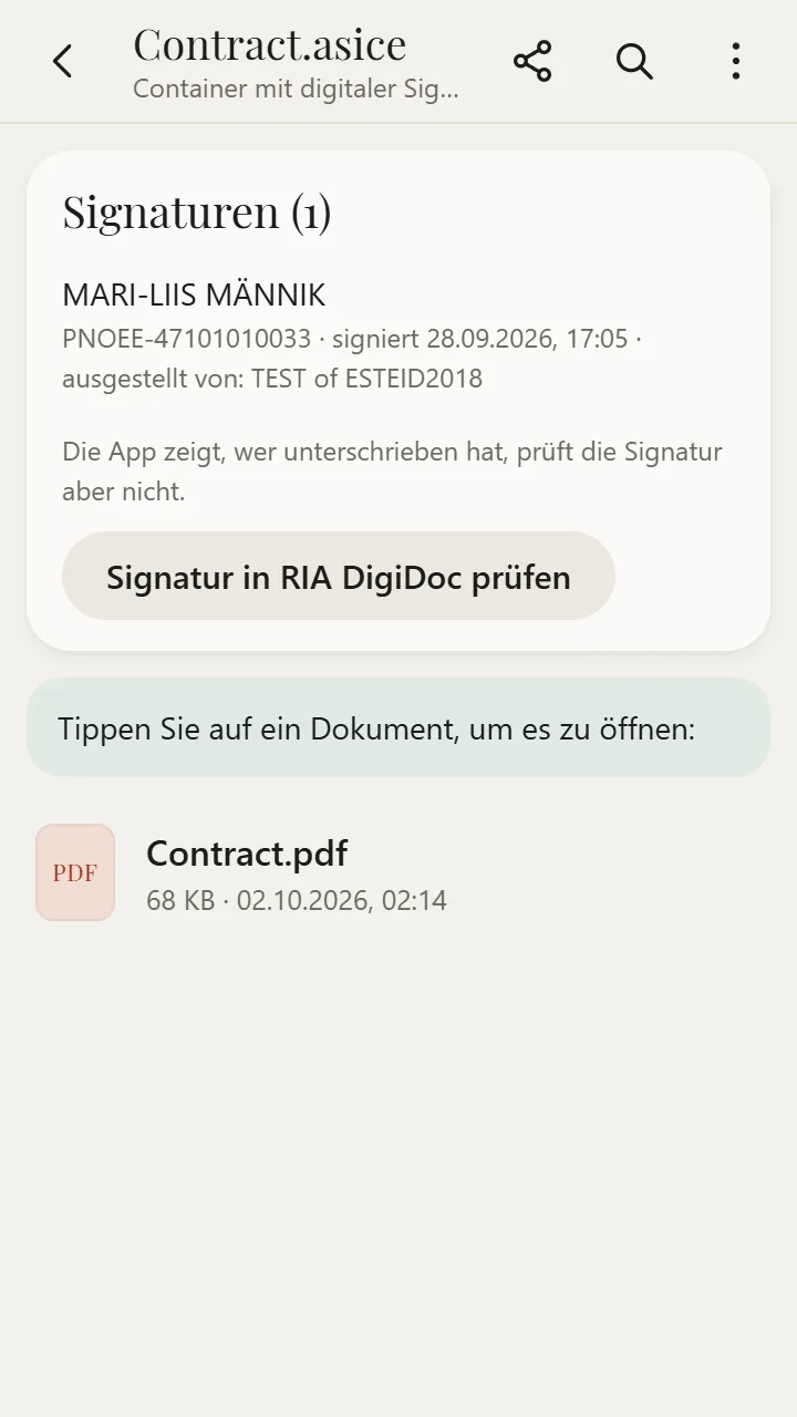 ASICE / BDOC in XanderFiles geöffnet