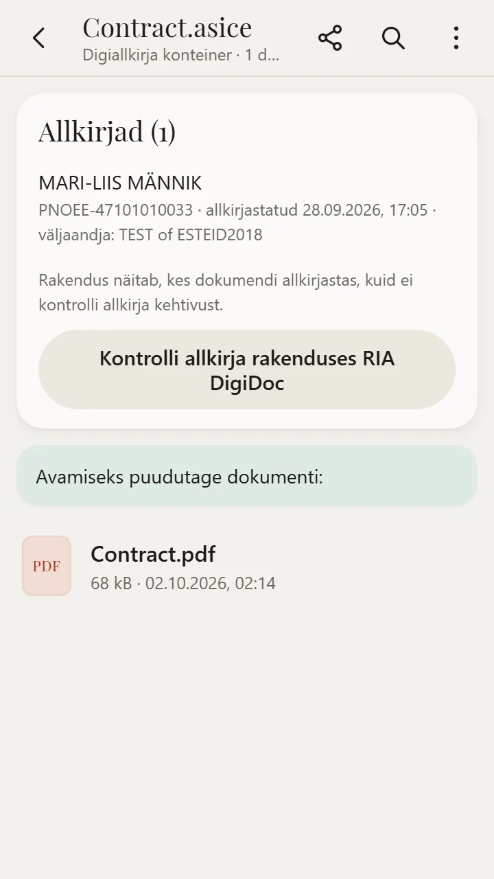 ASICE / BDOC rakenduses XanderFiles