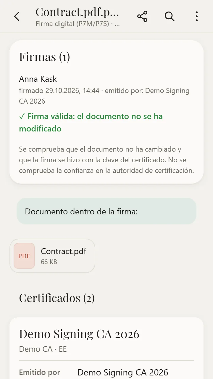 Archivo P7S / P7M abierto en XanderFiles