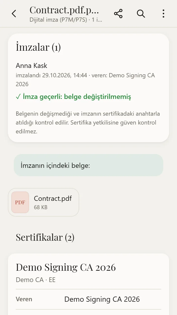 XanderFiles'ta açılmış P7S / P7M dosyası