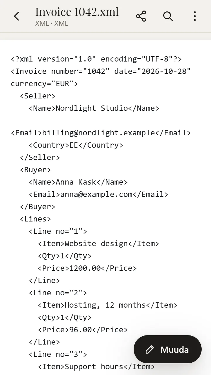 XML rakenduses XanderFiles
