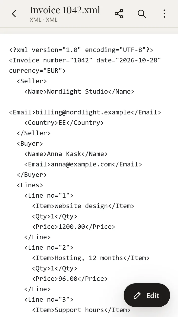 XML dibuka di XanderFiles