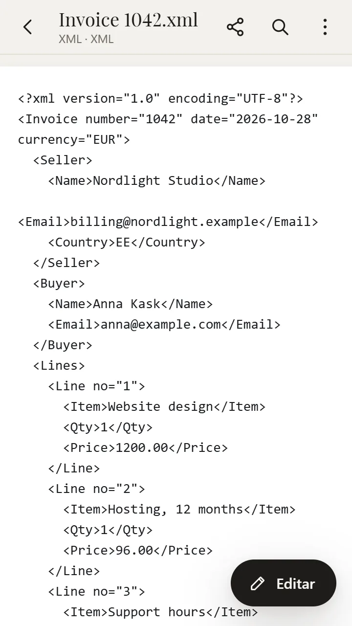 XML aberto no XanderFiles